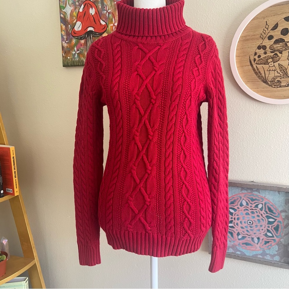 Croft & Barrow Red Cowl & Turtleneck Sweater